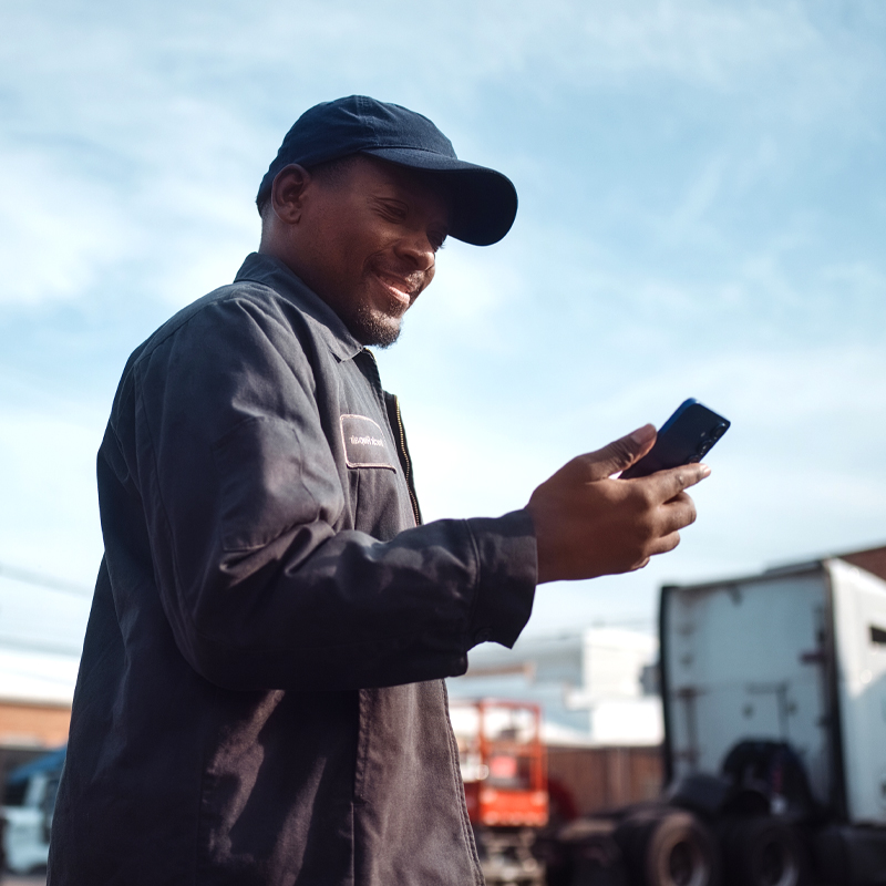 a trucking using a smartphone