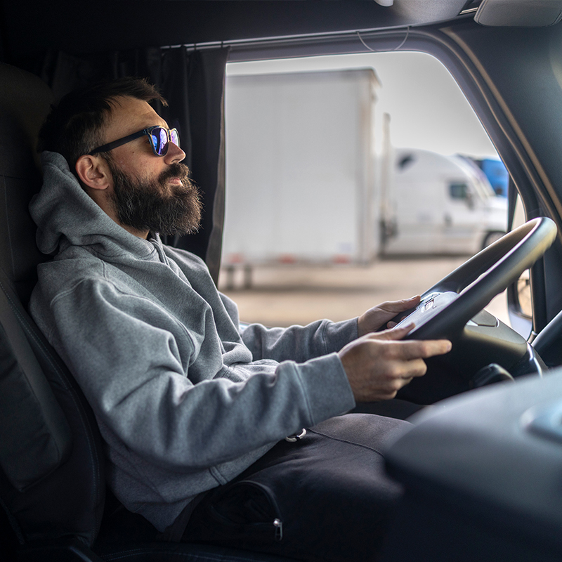 a smiling truck driver