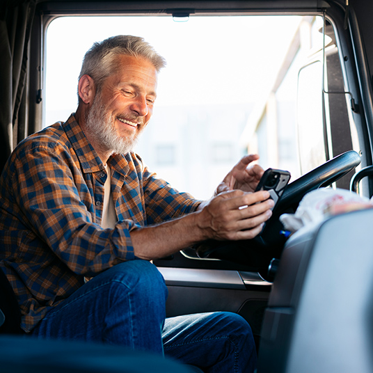 trucker on phone