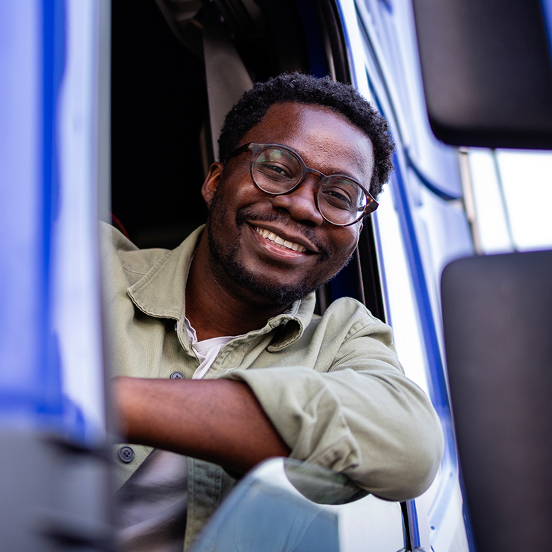smiling truck driver
