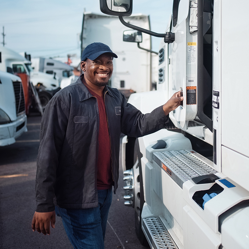 smiling truck driver