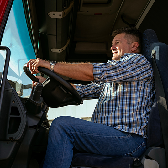 Truck driver in cab