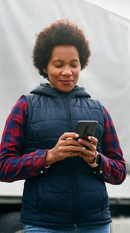 woman holding phone