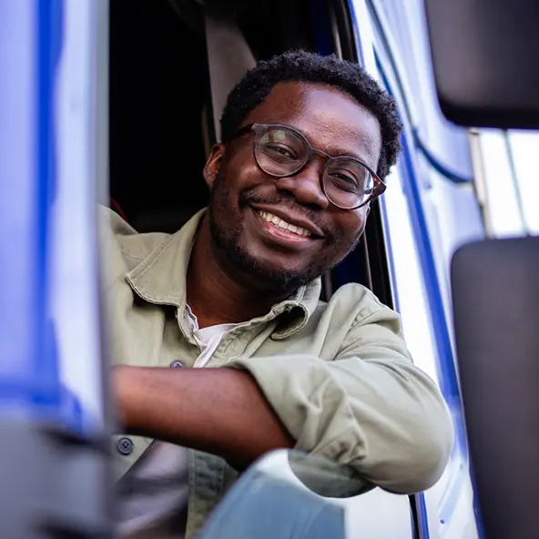 trucker smiling
