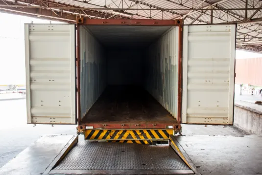 Empty truck trailer. 