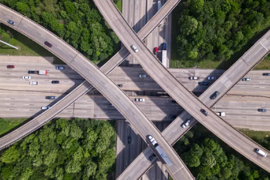 Aerial view of highways. 