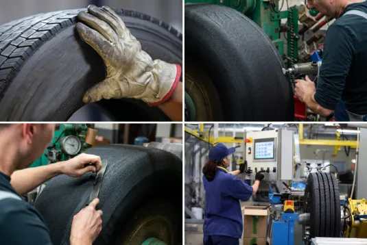 Tires going through retreading process. 