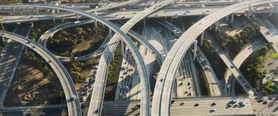 overhead view of interstate ramps