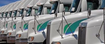 Trucks parked lined up for loading