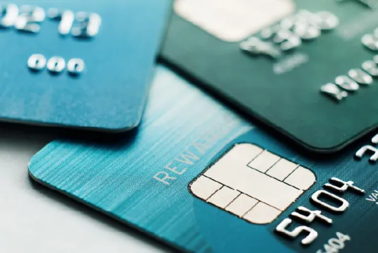 Pile of credit cards.