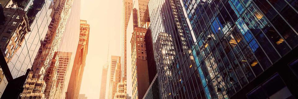 city buildings at sunset bg