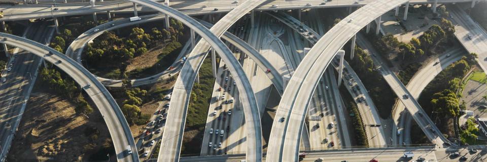 overhead view of interstate ramps